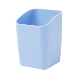 Y YOMA 1 Pack Pen Holder for Desk Cute Plastic Pencil Cup Pen Container Square Organizer Modern Aesthetic Design Desktop Storage Solution for Pens, Pencils, Marker, Makeup Brush, Morandi Blue