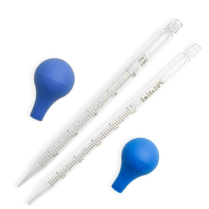 FSSTUD 2 Pcs 5ml 10ml Glass Graduated Dropper Lab Liquid