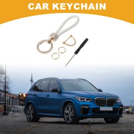 Partuto 1 Set Universal Car Keychain - Car Home Women Men Key Chain with Ring Durable - Microfiber Leather Zinc Alloy White Gold Tone