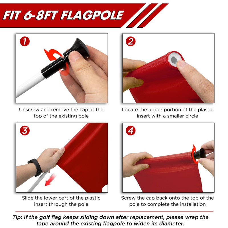 KINGTOP Golf Flag 20x14 Inch - Plain Red, 420D Nylon,
