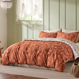 Bedsure King Comforter Set - Terracotta Bed Set, 3 Pieces Cute Floral Bedding, 1 Soft Reversible Botanical Flowers Comforter and 2 Pillow Shams