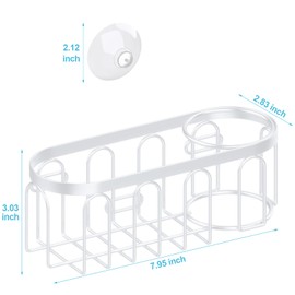 Yazoni 2-in-1 Sponge Holder for Kitchen Sink, Suction Cup Sponge Rack Kitchen Caddy, No Drill Rustproof Sink Organizer Holder for Place Dishwashing Brush Soap (White)