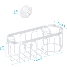Yazoni 2-in-1 Sponge Holder for Kitchen Sink, Suction Cup Sponge Rack Kitchen Caddy, No Drill Rustproof Sink Organizer Holder for Place Dishwashing Brush Soap (White)
