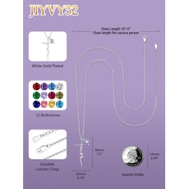 JIYVY32 Faith Necklace for Women White Gold Faith Cross Pendant Necklaces for Women Mom Mother Birthstone Jewelry Christian Confirmation Gifts Alexandrite Necklace June Birthstone Necklaces