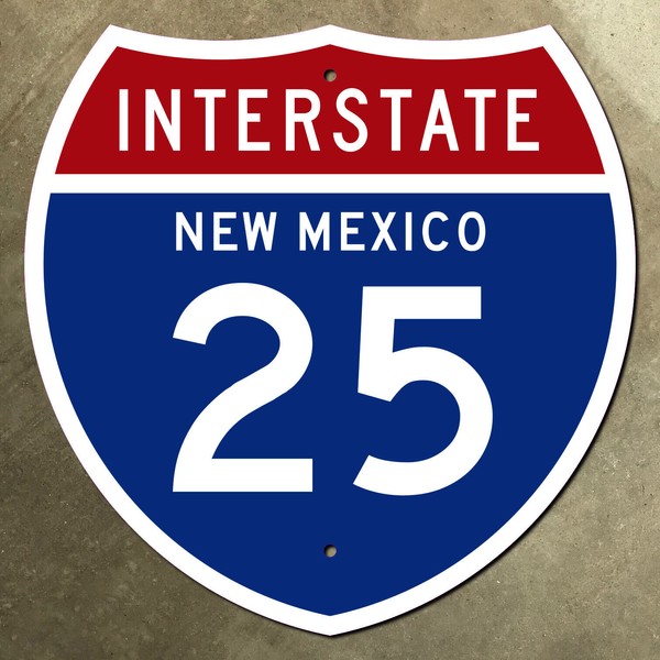 New Mexico interstate route 25 highway marker road sign 1957 Albuquerque 18x18
