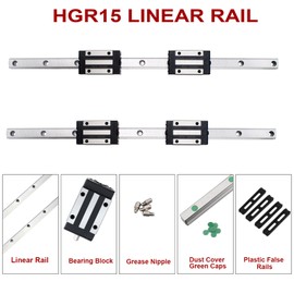 200MM Linear Rail 2PCS HGR15 Linear Guide Rail HGH15 Linear Slide Rail with 4PCS HGH15CA Carriage Slider Block CNC Kit