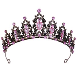 Kamirola Kamirola - Queen Crown and Tiaras Princess Crown for Women and Girls Crystal Headbands for Bridal, Princess for Wedding and Party01 (Black & Purple)