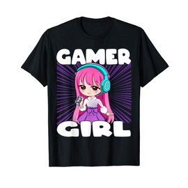 Cute Gamer Girl Anime and Gaming chibi graphic Video Games T-Shirt