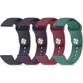 Meliya 20mm 22mm Watch Bands Quick Release Replacement Wristband, 4 Pack Soft Silicone Sport Replacement Straps for Men Women (22mm, Midnight+Dark Cherry+Wine Red+Pine Green)