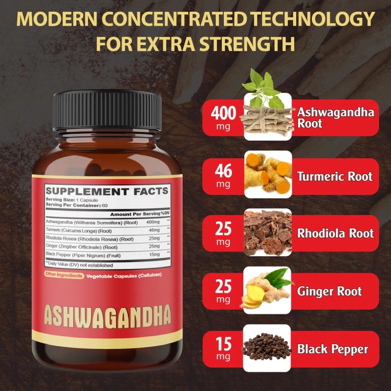 Agobi Ashwagandha Alta Concentración 60 Cápsulas 2 Paquetes