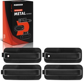 A-Premium Upgraded Metal Exterior Door Handles Compatible with Ford F-150 F150 2015-2020 Crew Cab Pickup, Black, 4-PC Set, Front and Rear Driver and Passenger Side