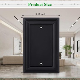 Matte Black Decorative Outlet Covers Wall Plates, Natural Material Electric Receptacle Light Switch Covers, Switch Plate Outlet Cover - Modern Style (1 Gang Blank 4 Pack)