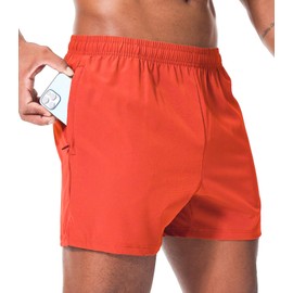 Superora Men's Running Shorts with Water Resistant Rear Pocket - Quick Dry, Comfortable and Stylish Athletic Shorts Orange