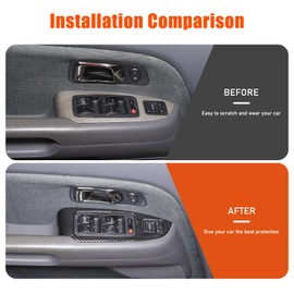 Heutamo Door Window Lift Switch Button Panel Cover Trim Compatible with Honda Pilot 2003 2004 2005 2006 2007 2008 Accessories, ABS Door Window Glass Lift Button Panel Trim Cover(Carbon Fiber)