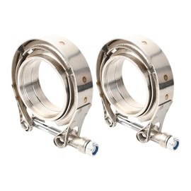 BIGREAT T304 Stainless Steel 2.25'' Inch V Band Bolt Clamp With Male Female Flanges Assembly For Exhaust System,Turbocharger,Exhaust Clamps 2PCS