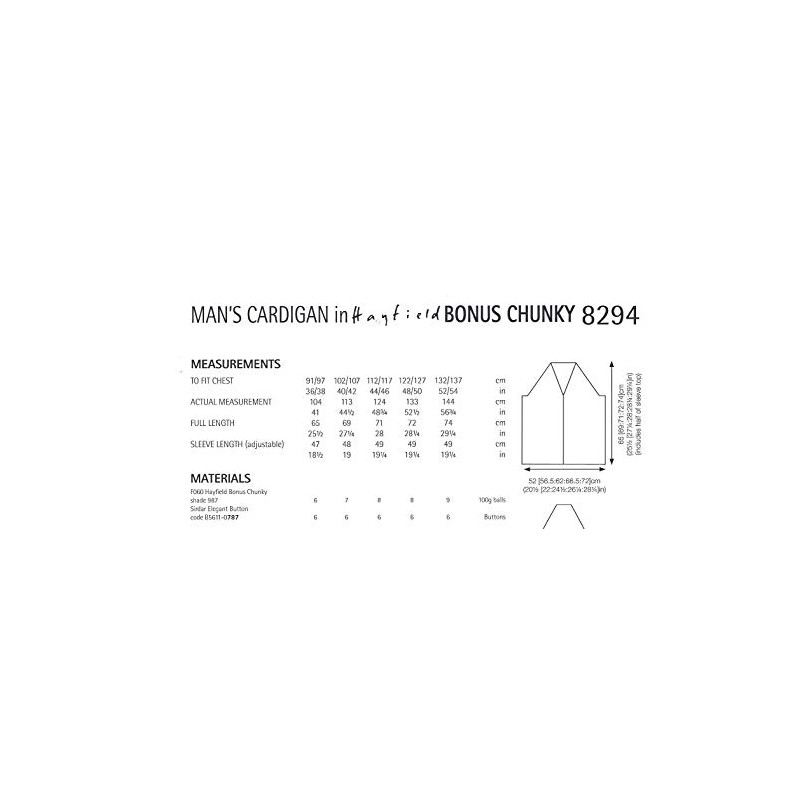 Hayfield Bonus Chunky Knitting Pattern - 8294 Men's Cardigan