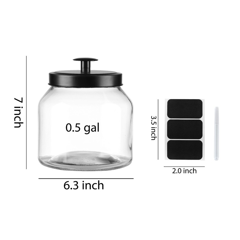 Hyperspace Glass Cookie Jar Food Container with Airtight Black Metal