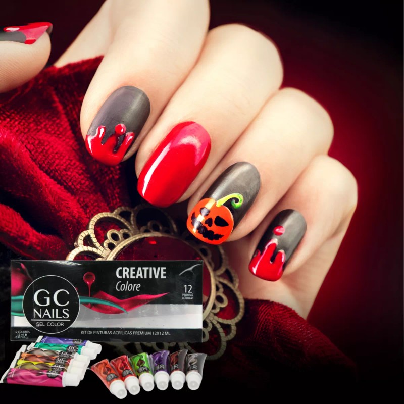 GC Nails Kit De Pinturas Acrílicas Premium Para Uñas. 12pzs.