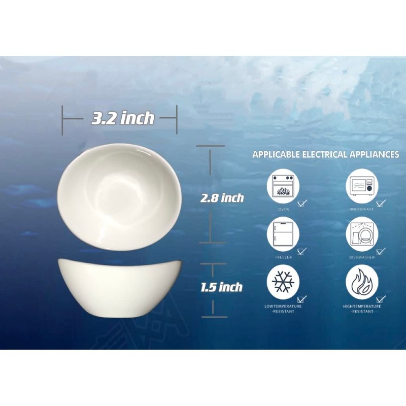 Holitika Soy Sauce Dish - Dipping Bowls Set, White Porcelain