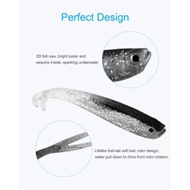 Beoccudo Fishing Lures Bass Bait, Soft Plastic Split Tail Lure Set -24pcs Jerk Minnow Swimbait