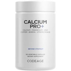 Codeage Calcium 250mg Supplement, Vitamin D3, Magnesium, Zinc, Copper, Boron, Vitamin K2-2-Month Supply - Elemental & High Calcium Vitamins Pills, Non-GMO - 120 Capsules