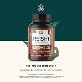 LIFE 360 Reishi  Extracto Puro de Hongo Reishi en Cpsulas  180 cpsulas 1232 mg por porcin 90 Porciones  Suplemento Alimenticio a Base de (Ganoderma...