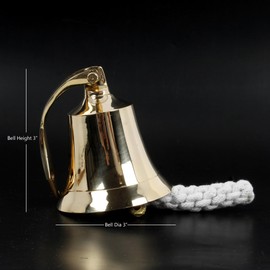 3" Handmade Brass Bell Wall Mounted Ship Hanging Bell Premium Decorative Bells
