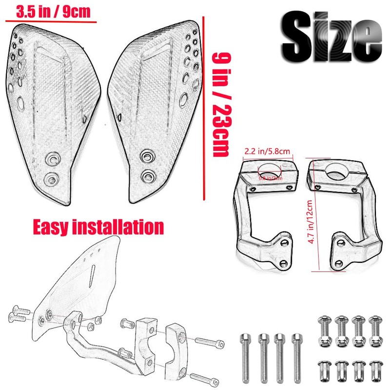 Kucehiup Motorcycle Handguards 7/8" 22mm Universal Hand Guards Black