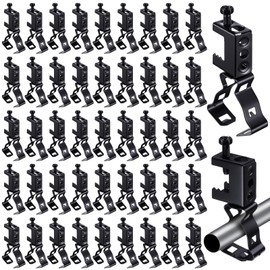 Tandefio 50 Pcs 1/4"-20 Beam Clamps with 1/2" - 3/4" Conduit Clip Spring Steel Bolt on Clamp Vertical Mount Offering Fast Installation for Electrical, Lighting, and Cable Routing Systems, Black