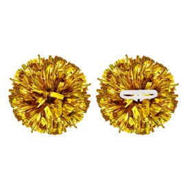 YELARXI Metallic Cheerleading Pom Poms Cheer Pompoms, 12 Inch with Handle Rings Fit for Team Spirit Sports Dance Cheering, (2Pcs, Gold)
