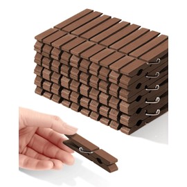 Clothes Pins Wooden Colored Clothespins Clips 50 Pack 2.83 Inch Decorative Crafts Pegs Photos Pictures Decoration Pegs Clothing Hanging Closepins (Brown)