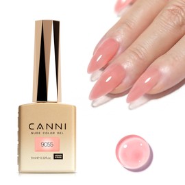 CANNI Jelly Nude Pink Gel Nail Polish, 1Pcs Jelly Nude Pink Gel Polish Translucent Jelly Color Nail Polish Gel High Gloss Soak Off U V Gel Nail French Nail Manicure Salon DIY
