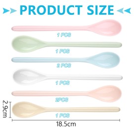 YPLonon Plastic Spoon Set 18.5 cm 8 Pieces Kitchen Spoons Reusable Soup Spoon Yoghurt Spoon Jam Spoon Long Egg Spoon Colourful Length Plastic Spoon for Coffee Drinks Eggs Ice Yoghurt