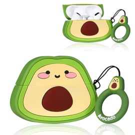 Coralogo Case for Airpods Pro 2019/Pro 2 Gen 2022 Cute, 3D Unique Character Silicone Cartoon Fruit Airpod Skin Funny Fun Cool Keychain Design Kids Teens Girls Boys Cover Cases Air pods Pro (Avocado)
