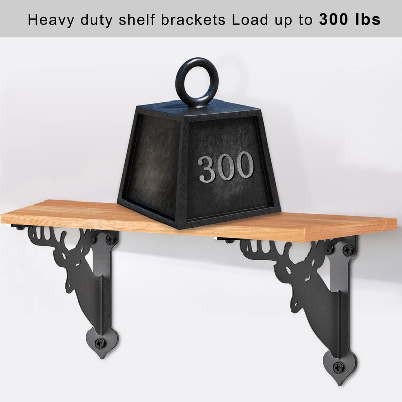 SELEWARE Heavy Duty Shelf Brackets 12 Inch, Deer Shelves Brackets,