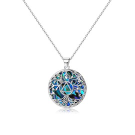 TALYKONG Sobriety Necklace Gifts for women AA Recovery Tree of life Pendant Necklace Alcoholics Anonymous Gifts for Women Men (Sobriety Abalone Shell)