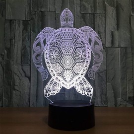 3D Hologram Lamp Turtle Night Light Optical Illusion Lamp LED Turtle Lights | Colorful 3D Illusion Lamp Effect Sea Turtle Lamp LED Hologram Touch Switch USB Powered Night Light Turtle Decoration Lamp
