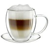Creano Double Walled Coffee Glasses with Handle & Saucer 250ml