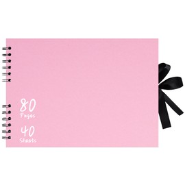 Vienrose 29 x 21.5 cm 80 Pages DIY Scrapbook Photo Album Hardcover Kraft Blank Page Memory Book for Wedding Anniversary Family Baby Pink