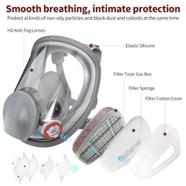 ANUNU Full Face Respirator 6800 full Respirаtor with 6001 Filter for Paint, Against Dust, Chemicals, Formaldehyde, Polishing, Car Spraying,Sanding, Cutting, Industry, Woodworking
