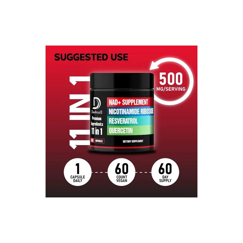 Suplemento Nad+ 11 En 1 Ribósido Nicotinamida + Resveratrol