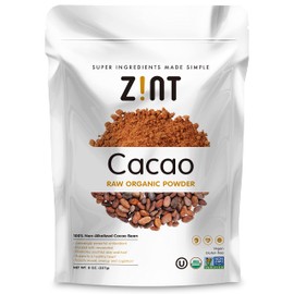 Zint Organic Cacao Powder (8 oz): Paleo-Certified, Organic, Non GMO, Anti Aging Antioxidant Superfood, Gluten Free Cocoa Cacao Beans, Pure Delicious Chocolate Essence