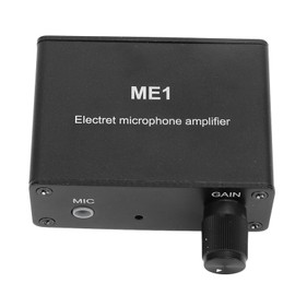 Adjustable Gain Electret Microphone Amp, 3.5mm Input Sound Preamplifier ME1, Built in Bias, Output 3.5mm Interface, 0-20db Gain, DC5-12V Power Supply