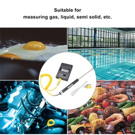 Haosie Probe Thermometer, Digital Thermocouple Thermometer, Probe LCD Thermometer, K-Type Thermocouple Plug, for Industrial Measuring Gas Car BBQ Cooking