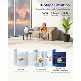 Air Purifiers for Bedroom Home Pets 1200 Ft², Tailulu H13 True HEPA Air Filter Portable Air Purifier with 12dB Sleep Mode, Speed Control, Timer, Quiet Air Cleaner For Odor Dust Smoke Pollen AP050