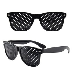 MisFun Pack of 2 Black Grid Glasses, Pinhole Glasses, Pinhole Glasses, Grid Glasses with Foldable, Grid Glasses, Hole Glasses for Eye Training for Relaxation