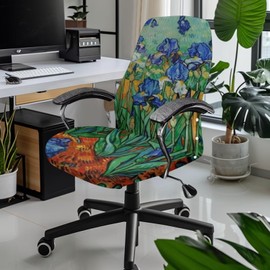 Wiryuouvt Iris - Funda elástica para silla de oficina en casa, fundas extraíbles para silla de computadora, respaldo alto, universal para silla ejecutiva jefe, fundas para silla de juegos, lavable a