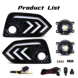 AFOGGEST LED Daytime Running Lights For Honda Civic Si 2017-2020 Fog Light Dual-Colors DRL With White LED Lamp Blub + Wire Harness