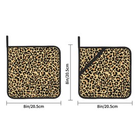 Pot Holders 2PCS Brown Leopard Print, Animal Skin Potholder for Kitchen Heat Resistant Microwave Cooking Baking Oven End Dishes and BBQ