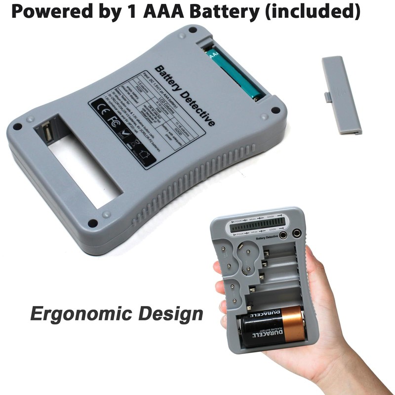Battery Detective 12 Type Battery Tester with LCD Display, AAA